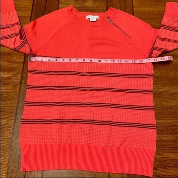 Liz Claiborne Sweater Womens Pink Navy Blue Stripes 3/4 Sleeve Size Medium - Picture 3 of 7